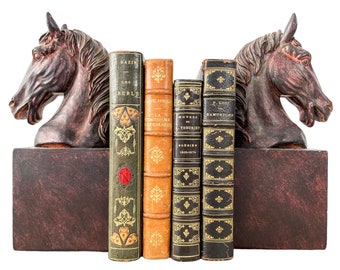 Vintage French Horse Head Bookends Book Ends End Bookend Resin Accessory Gift c2000's / EVE