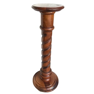 Vintage French Display Plinth Stand Wooden Wood Round Small Table Round Plant Rest Tabouret c1970-80&#39;s / EVE