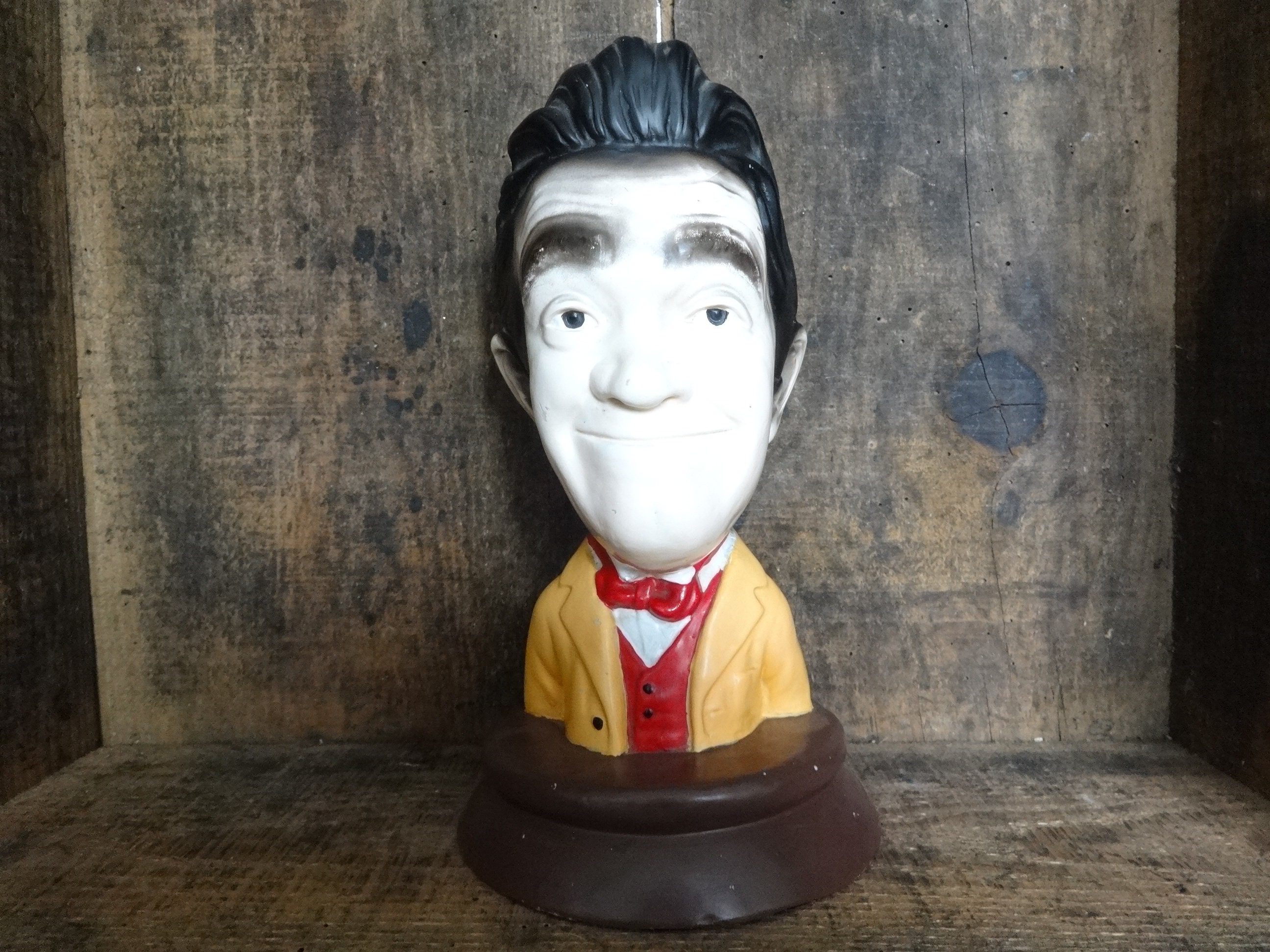 Vintage English Plastic Resin Sculpture Bust Stan Laurel Ornament Decorative Decor & Hardy Circa 1980-90's/Eve Of Europe