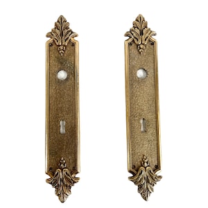 Vintage French Ornate Brass Metal Gold Coloured Door Handle Plates Handle Plate Interior Decor Hardware circa 1980-1990&#39;s / EVE