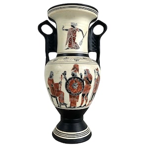 Vintage Greek Pottery Oil Flask Jug Vase Pot Ornament Display Hand Made Reproduction Piece circa 1980-90&#39;s / EVE