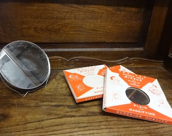 Vintage Foreign Boxed Two-Vue Double Face Mirror For Make-Up and Shaving Decor Circa 1950-60&#39;s / EVE of Europe