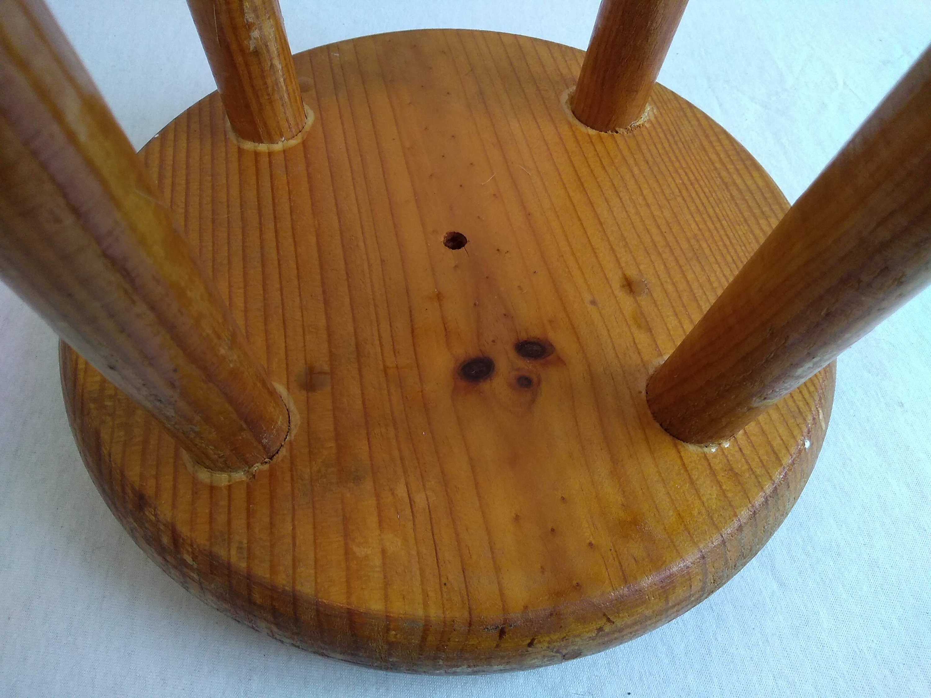 Vintage Stool French Medium Wooden Wood Milking Chair Seat Kitchen ...