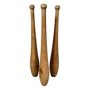 Vintage French Large Wooden Juggling Pins Clubs Game Catch Toy Game Of Skill Toy Game circa 1960-70&#39;s / EVE