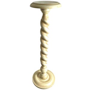 Vintage French Pedestal Leg Display Plinth Stand Wooden Wood Small Table Round Plant Rest Tabouret c1980&#39;s / EVE