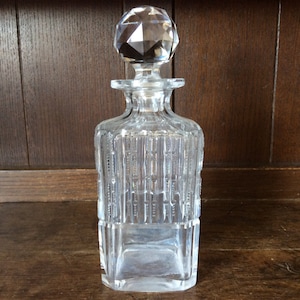 Vintage French square glass drinks spirits whisky brandy decanter circa 1930-40&#39;s / EVE of Europe