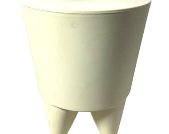 Vintage French Stool Starck Rest Chair Seat Rest Plinth Stand Display Plastic Tabouret Pale Yellow Designer Storage Tabouret c1990's / EVE