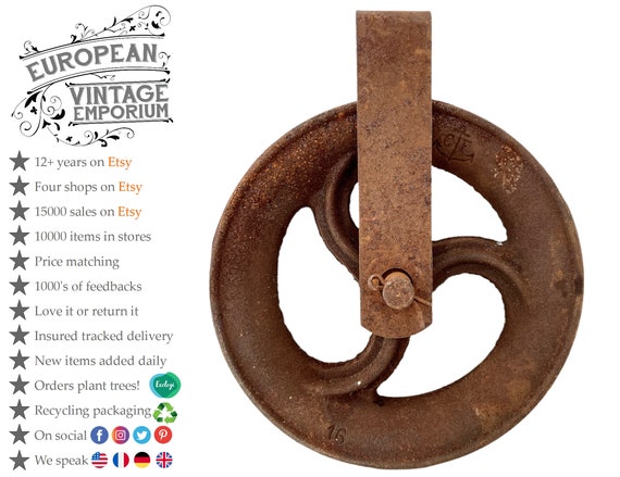 Antique outlet pulley wheel