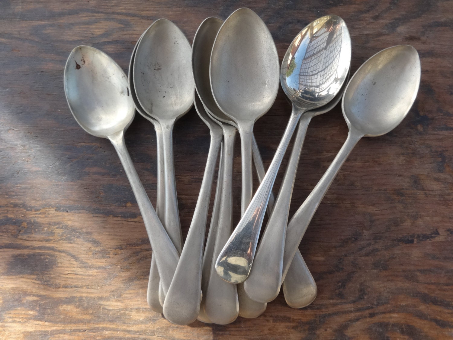 Vintage Anglais Sheffield Made Unfinished Old English Large Pudding Spoon Cutlery Silverware Priced 