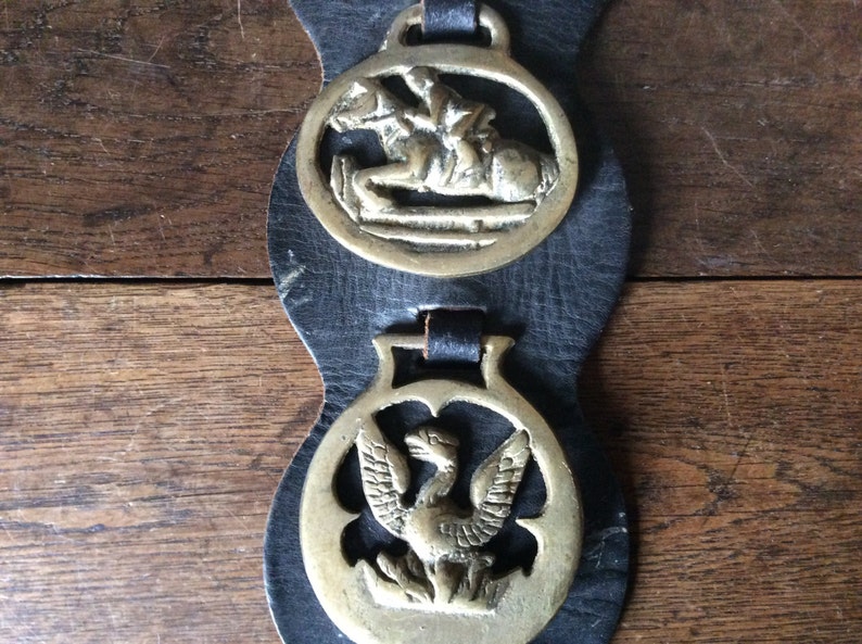 Vintage English Horse Brass Leather Martingale Tack Dressage Etsy