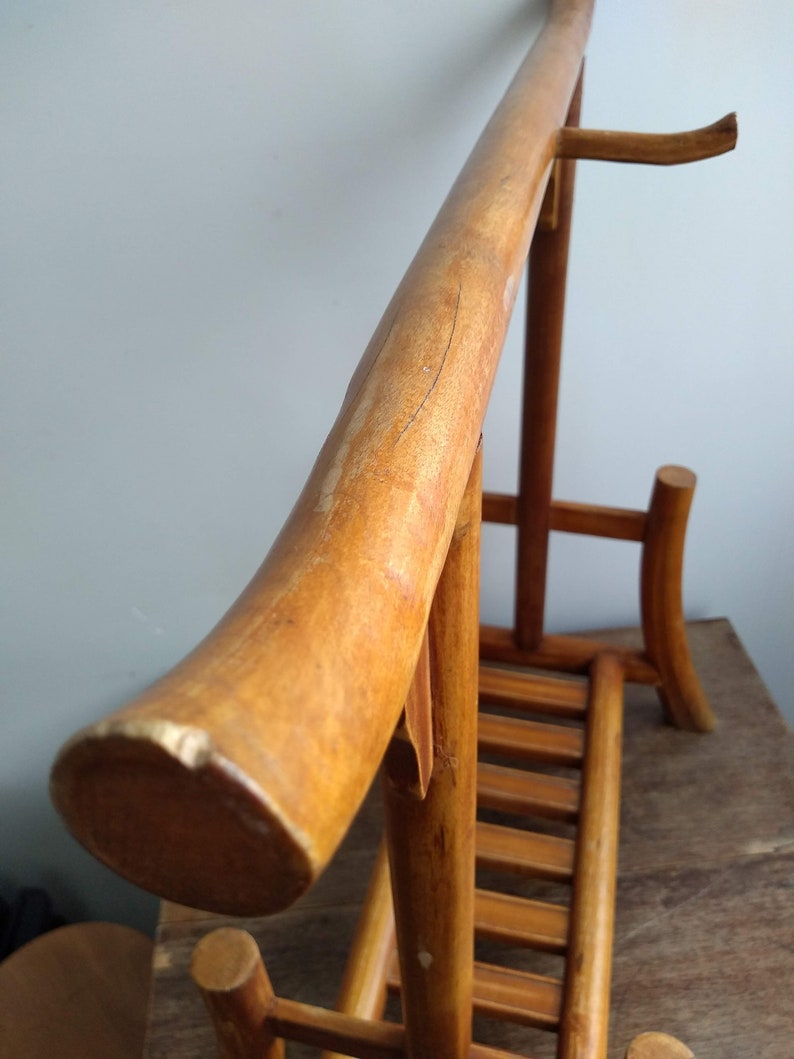 Vintage Asian Wood Prayer Dinner Gong Stand Door Dinner Alarm Bell Knocker Display Prop Chinese Japanese circa 1950-60/'s EVE of Europe