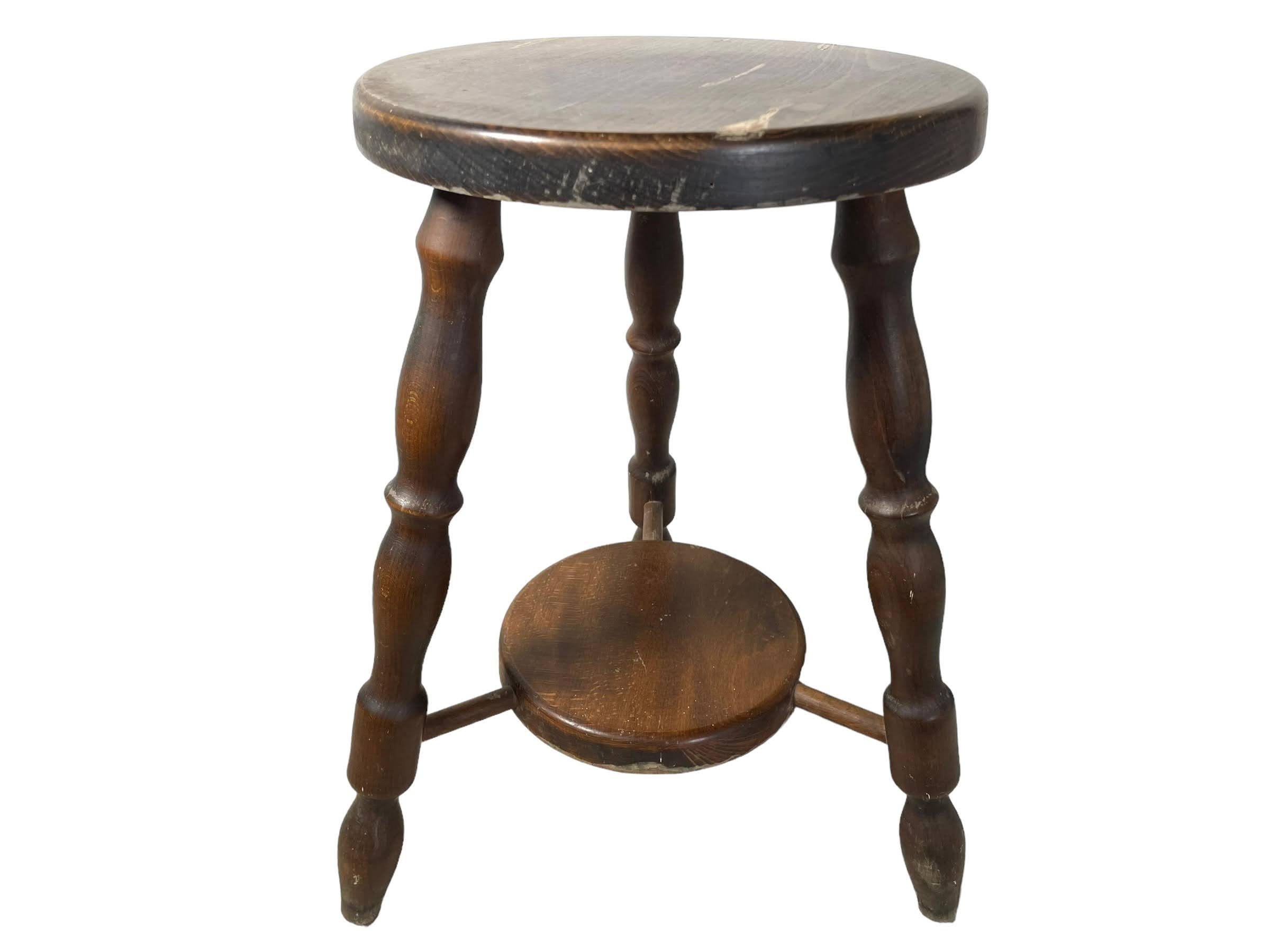 Stool Double Plant Stand Vintage French Wooden Wood Chair Seat Kitchen Side Table Kitchen Pot Plinth Display Tabouret circa 1970's / EVE