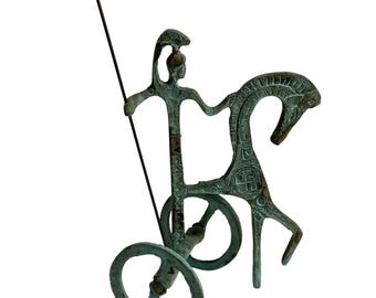 Vintage Italian Etruscan Museum Metal Reproduction Copy Of Athena Roman Statue Metal Sculpture Ornament circa 1970-1980's / EVE