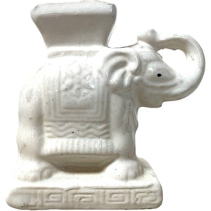 Vintage Small Chinese Elephant Ceramic Pot Stand Plinth Rest Blue Green Small Vase Pot Ashtray c1970-80&#39;s / EVE