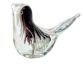 Vintage Italian Glass Bird Ornament Figurine circa 1970-80's / EVE