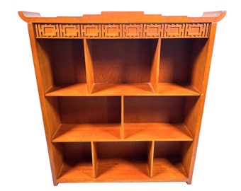 Small Wall Shelf Unit Vintage Asian Style Taiwanese Wooden Stand Wood Side Wall Plinth Ornament Display Hanging Shelves c1990's / EVE