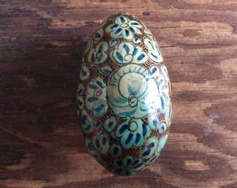 Vintage Eastern European Hand Painted Wooden Egg Decorative Ornament Easter Gift Art circa 1960-70's / EVE of Europe