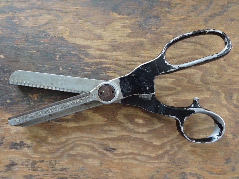 Antique American Pinking Shears Corp NYC Large Scissor Snips Etsy