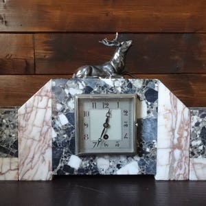 Vintage French Large Heavy Marble Stone Mantlepiece Clock Timepiece Case circa 1950-60's / EVE of Europe