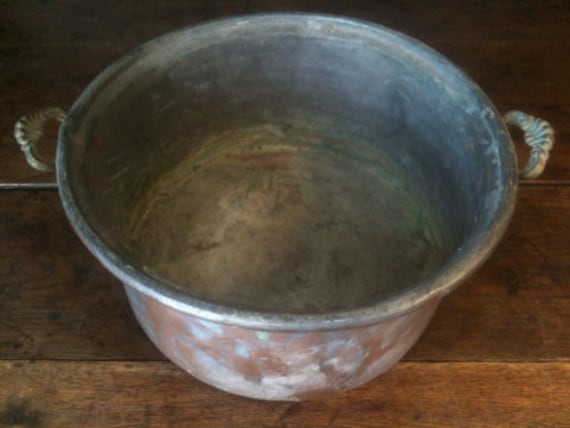 Vintage French Large Deep Saucepan Cooking Pot Stove Dented Circa 1920's /  EVE of Europe 