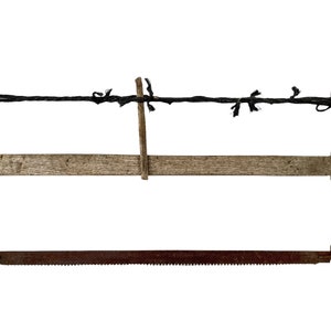 Vintage French Large Wood Saw Woodsaw One Man Lumberjack Decorative Rustic Lodge Wall Decor Man Cave circa 1940-50&#39;s / EVE