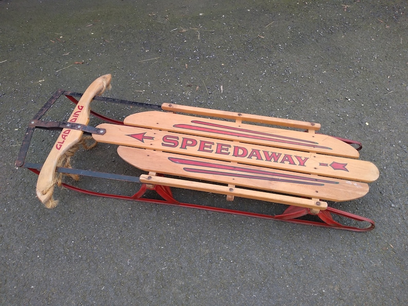 Vintage Genuine Gladding Speedaway Wood Metal Wooden Snow Sled Etsy