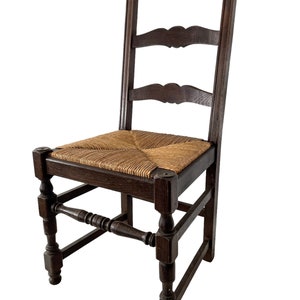 Vintage French Brown Wood Wooden Woven Raffia Strung Chair Rest Seat Display Stand Tabouret circa 1960-70&#39;s / EVE