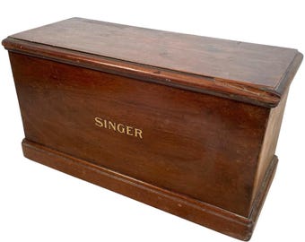 Antique French Singer Wooden Sewing Machine Box Cover Top Industrial Decor Display Old Spares Repairs Prop c1920-30's / EVE
