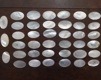 Antique Chinese mother of pearl gaming gambling casino tokens markers chips oval counters SOLD INDIVIDUALLY circa 1800-1900's / EVE