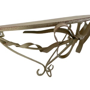 Vintage French Small Metal Shelf With Bow display stand wall fixing mounted hanging ornate intricate plinth c1990-00&#39;s / EVE