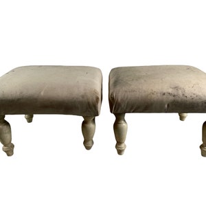 Vintage French Large Footstool Stool Small Chair Seat Boudoir Padded Cushioned Covered Cover Bedroom Office Tabouret circa 1970-80's / EVE