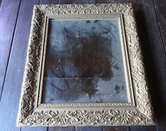 Antique French Ornate Wall Mirror With Wood and Moulded Surround Decor Circa 1900's / EVE of Europe