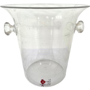 Vintage French Clear Plastic La Table Des Sommeliers Champagne Wine Ice Bucket Cooler Display Stand Pot Handled c1980-90&#39;s / EVE