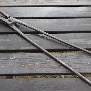 Antique French Extra Large Metal Tongs Pliers Tool Ironsmith Blacksmith Smith Smithy Forge Tools Industrial circa 1850-1900's / EVE Europe