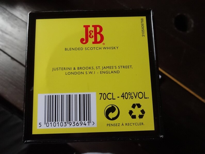 Vintage Scottish Metal J/&B Rare Finest Scotch Whisky Storage Tin Spaghetti Pasta Kitchen circa 1990/'s English Shop