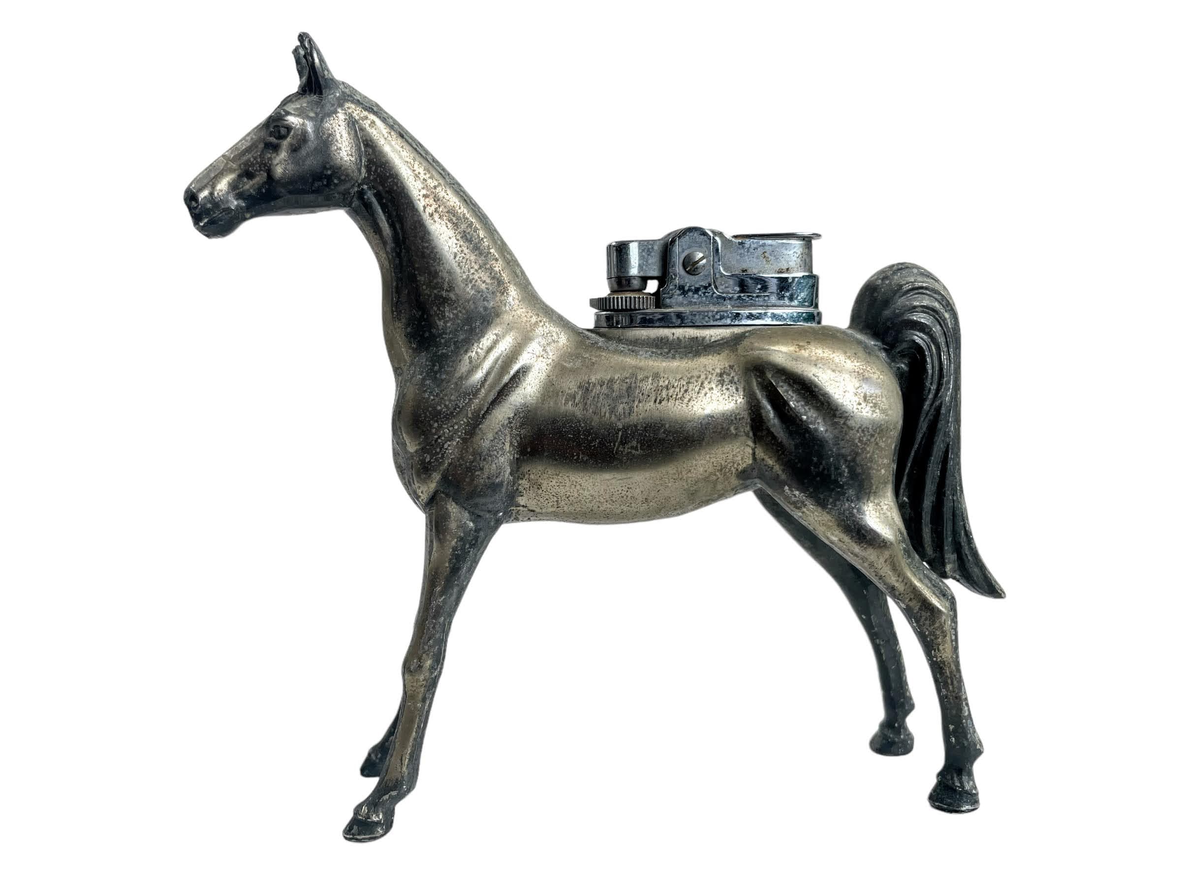 Vintage French Horse Lighter Cigarette Tabletop Smoking Tobacciana Display  Collector Circa 1960-70's / EVE