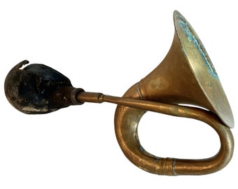 Vintage French Car Warning Brass Horn Alarm Musical Instrument Decor Rustic Rural Lodge Cabin circa 1920-30's / EVE of England