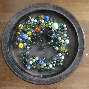 Vintage French unsorted 1.2kg+ glass marbles marble large mixed job lot collection bundle selection circa 1920-80's / EVE of Europe