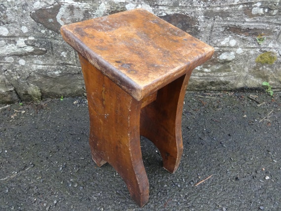 Antique French Wooden Milking Stool Foot Rest Small Chair Seat Etsy