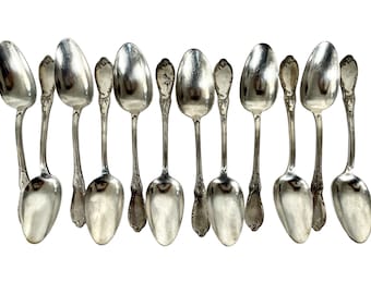 Antique French Lot Larger Spoons Silver Plate Cutlery Silverware Flatware Others Available Themed Restaurant Wedding circa 1910-20's / EVE