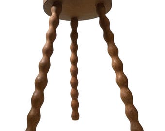 三脚ボビン　ミルキングスツール　飾り台　フラワースタンド アンティークミッドセンチュリーヴィンテージ木製三脚スツール