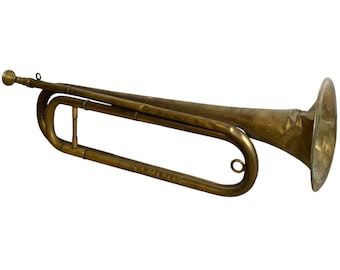 アンティーク真鍮製狩猟用ホルン 楽器 フランス製 ヴィンテージ #C426