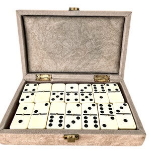 Vintage Taiwanese Cased Travel Dominoes Game Board Counters Pieces Storage Box Board Games circa 1980&#39;s / EVE