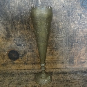 Antique Indian Oriental Brass Decorative Vase Pot Container Display Mantlepiece Gift circa 1910&#39;s / EVE