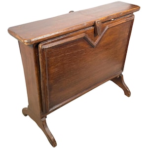Vintage French Wooden Newspaper Magazine Document Book Container Rack Side TV Armchair Furniture circa 1950&#39;s / EVE