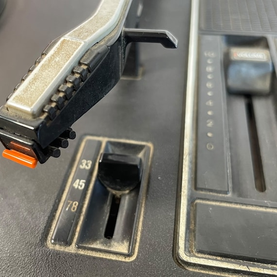 Vintage French Philips Orange Cased Record Player With Speaker