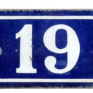 Vintage French Metal House Number 19 Nineteen Sign House Warming Gift Tile Decor circa 1940-50's / EVE image 1