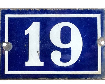 Vintage French Metal House Number 19 Nineteen Sign House Warming Gift Tile Decor circa 1940-50's / EVE