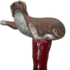Vintage French Walking Stick With Dog Shaped Handle Souvenir Decorative Walkers Gift circa 1980-1990&#39;s / EVE