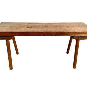 Vintage French Wooden Brown Natural Wood Small Plinth Side Table Stand Display Rest Prop Furniture Decor Pot Plant circa 1970-1980&#39;s / EVE